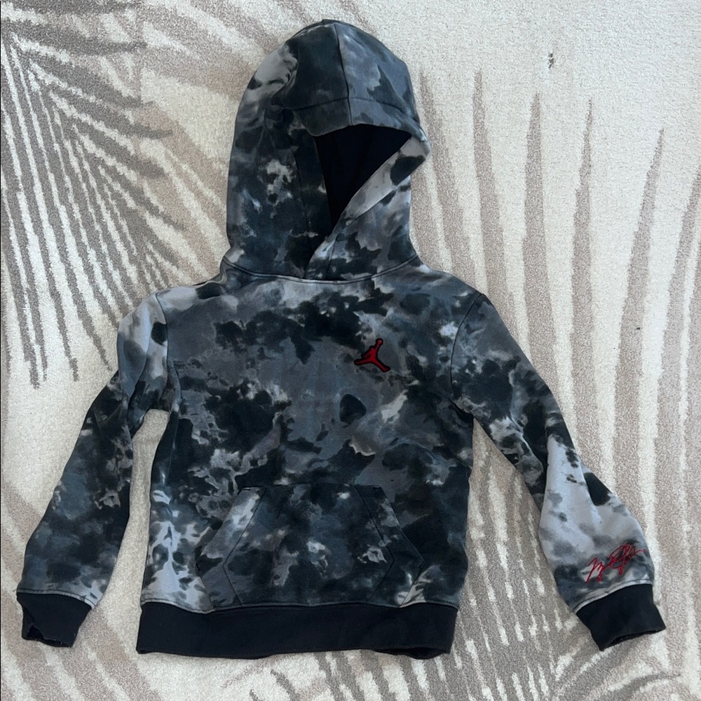 Jordan Kids Black and Gray Tie-Dye Hoodie